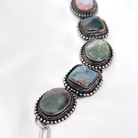 Vintage Silver and Multicolor Stone Bracelet - Picture 9 of 11
